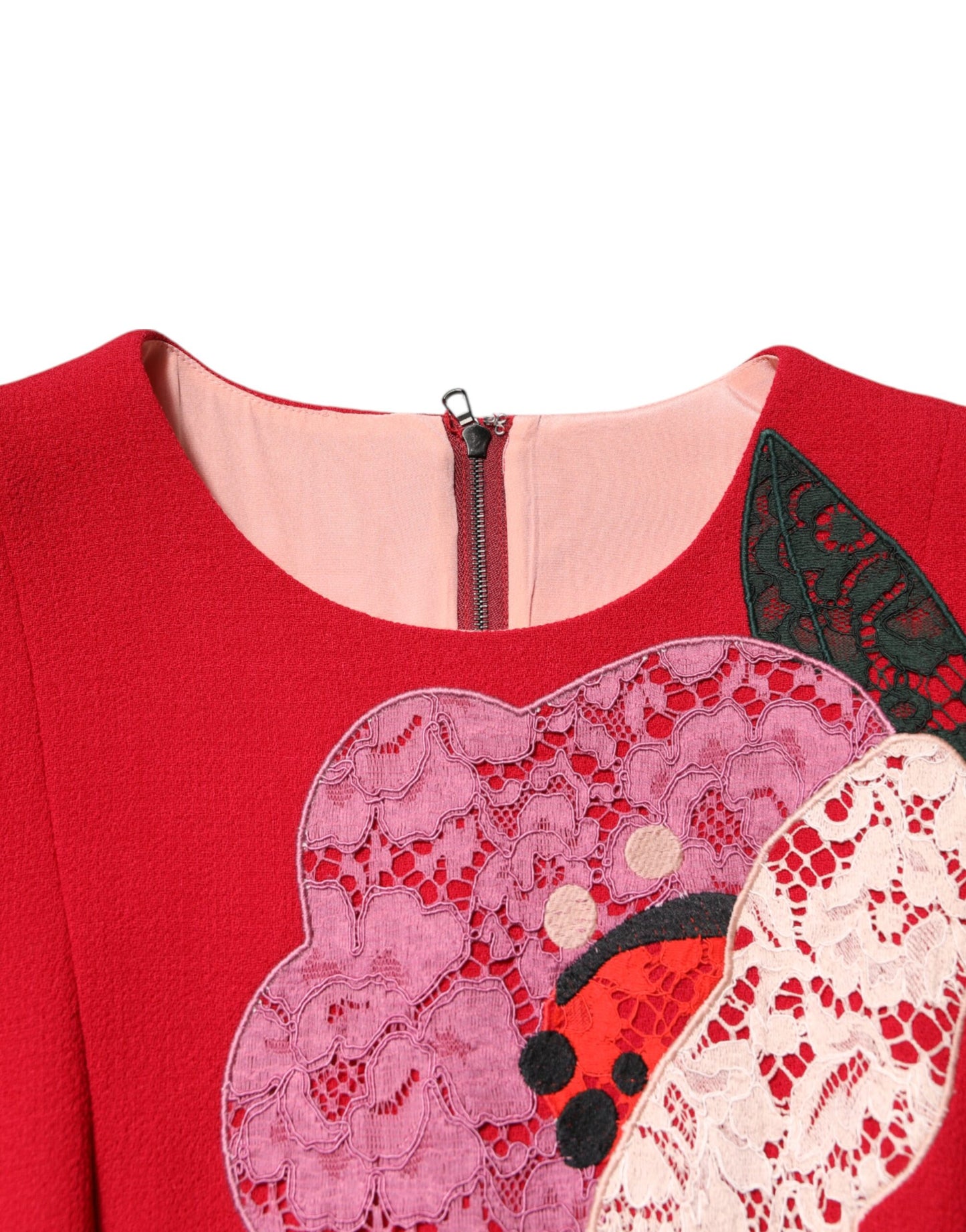 Dolce &amp; Gabbana Mini abito a trapezio con applicazioni floreali in pizzo rosso
