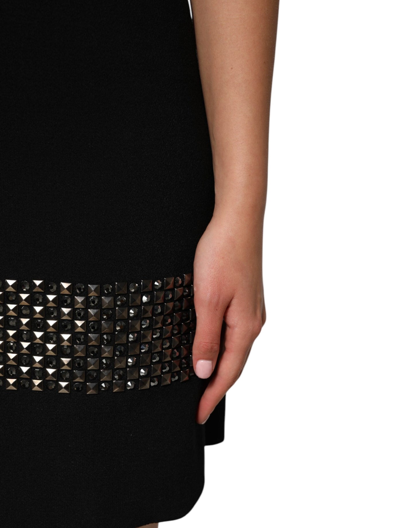 Mini abito con colletto decorato con cristalli neri Dolce &amp; Gabbana