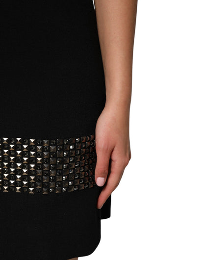 Mini abito con colletto decorato con cristalli neri Dolce &amp; Gabbana