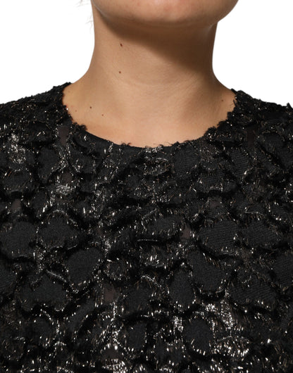 Abito tubino in tweed bouclé con paillettes nere Dolce &amp; Gabbana