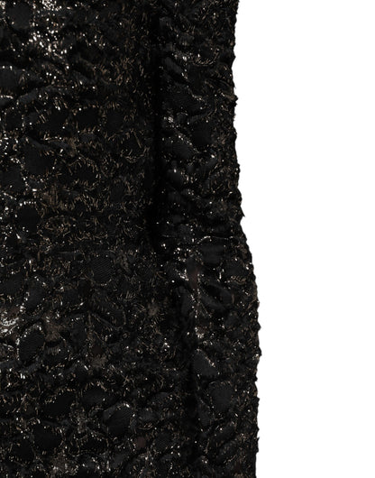 Abito tubino in tweed bouclé con paillettes nere Dolce &amp; Gabbana