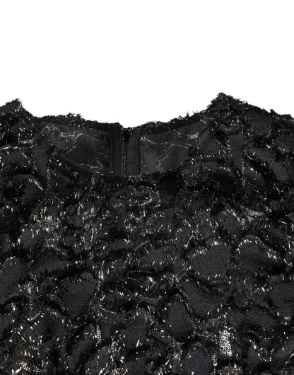 Abito tubino in tweed bouclé con paillettes nere Dolce &amp; Gabbana