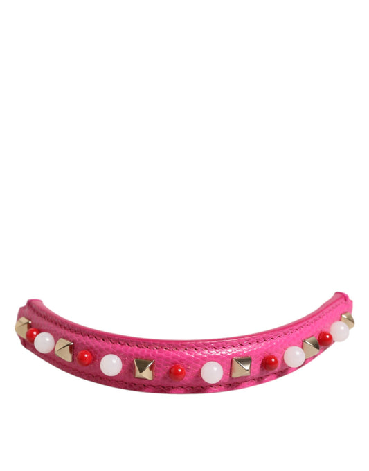 Borsa a tracolla da donna con manico in pelle decorata rosa Dolce &amp; Gabbana