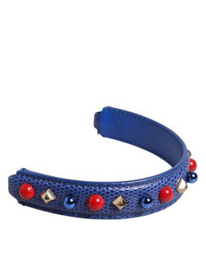 Borsa a tracolla da donna con manico in pelle decorata blu Dolce &amp; Gabbana