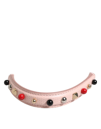 Borsa a tracolla con manico in pelle decorata rosa chiaro Dolce &amp; Gabbana