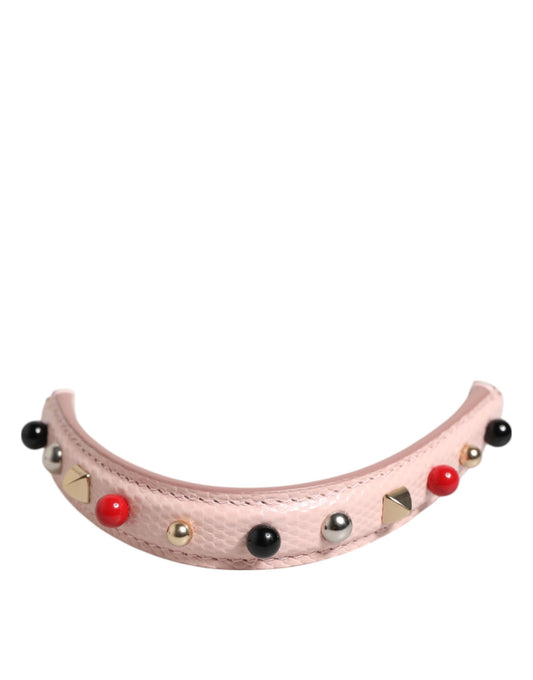 Borsa a tracolla con manico in pelle decorata rosa chiaro Dolce &amp; Gabbana