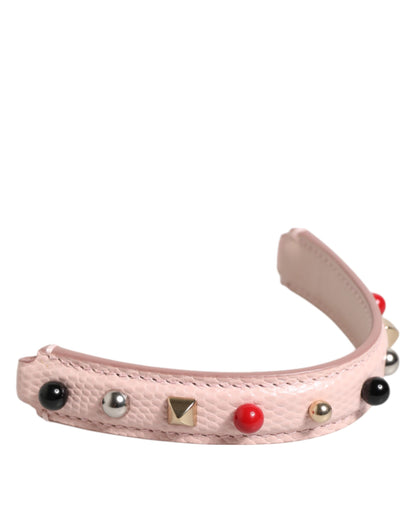 Borsa a tracolla con manico in pelle decorata rosa chiaro Dolce &amp; Gabbana