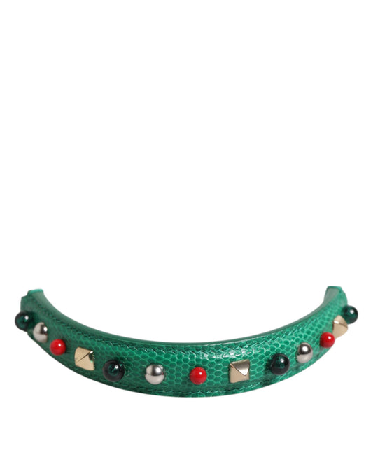 Borsa a tracolla da donna con manico in pelle decorata verde Dolce &amp; Gabbana