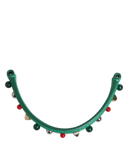 Borsa a tracolla da donna con manico in pelle decorata verde Dolce &amp; Gabbana