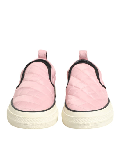 Scarpe da ginnastica slip-on in nylon trapuntato rosa Dolce &amp; Gabbana