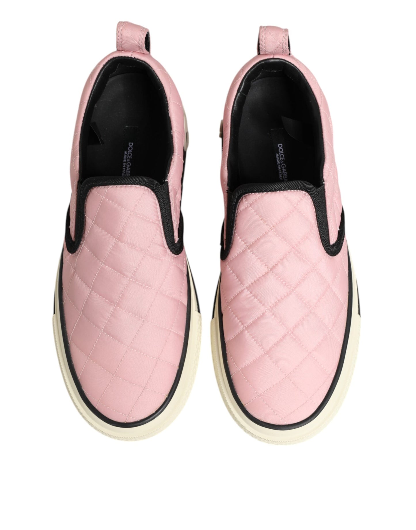 Scarpe da ginnastica slip-on in nylon trapuntato rosa Dolce &amp; Gabbana