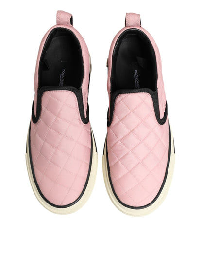 Scarpe da ginnastica slip-on in nylon trapuntato rosa Dolce &amp; Gabbana