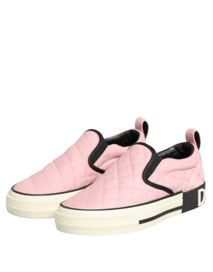 Scarpe da ginnastica slip-on in nylon trapuntato rosa Dolce &amp; Gabbana