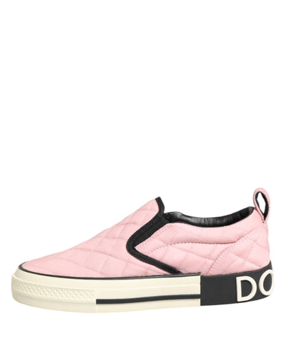 Scarpe da ginnastica slip-on in nylon trapuntato rosa Dolce &amp; Gabbana