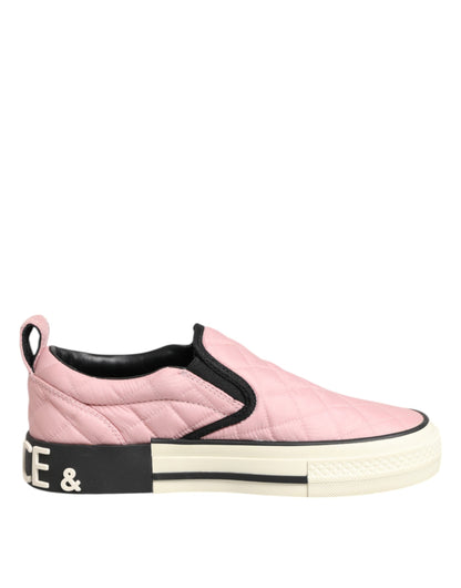 Scarpe da ginnastica slip-on in nylon trapuntato rosa Dolce &amp; Gabbana