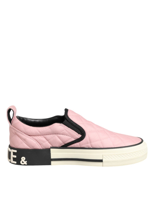 Scarpe da ginnastica slip-on in nylon trapuntato rosa Dolce &amp; Gabbana