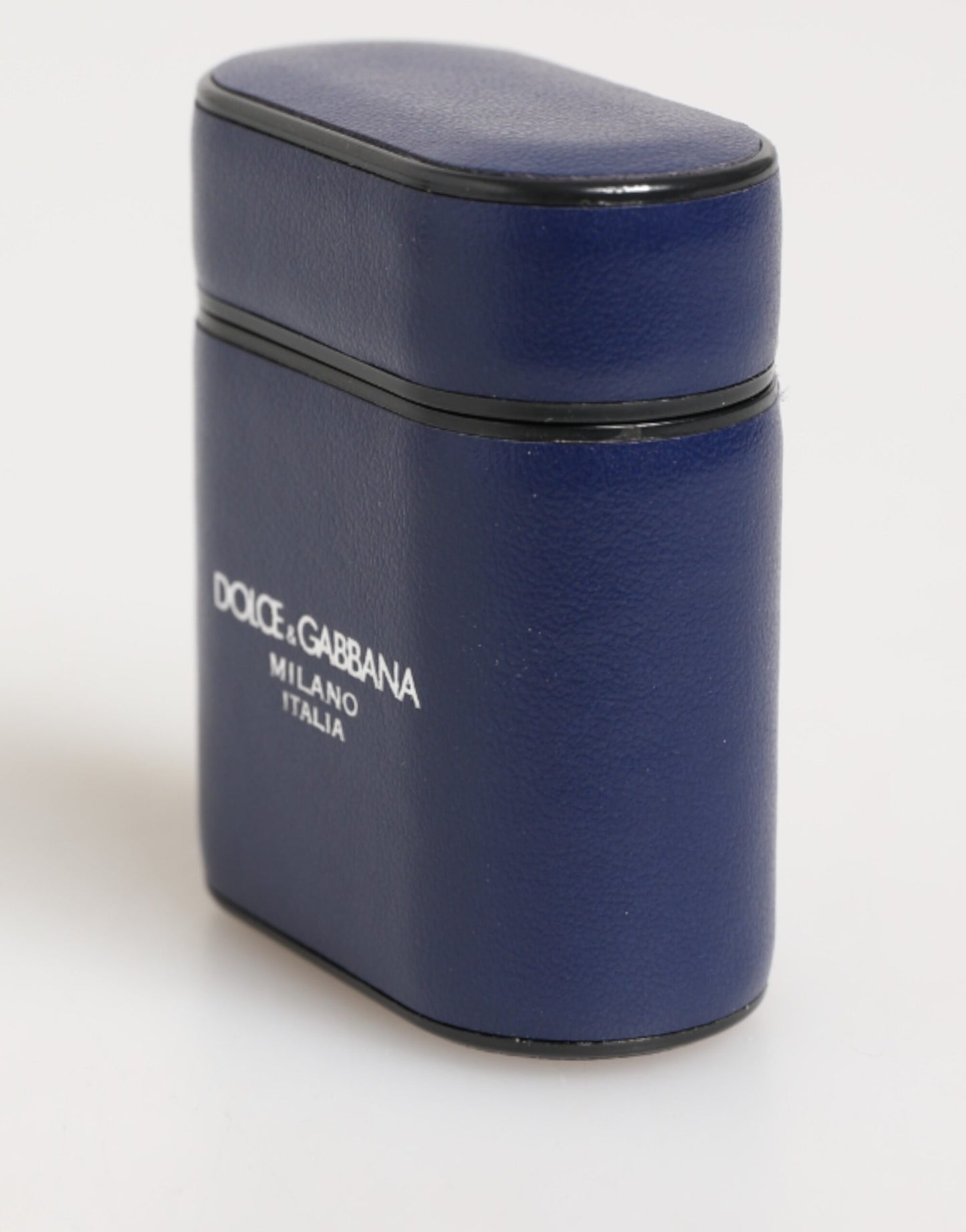Custodia a libro per Airpods da uomo Dolce &amp; Gabbana in pelle blu con logo stampato