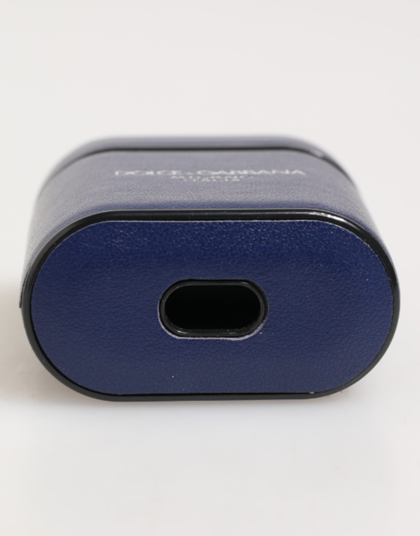 Custodia a libro per Airpods da uomo Dolce &amp; Gabbana in pelle blu con logo stampato