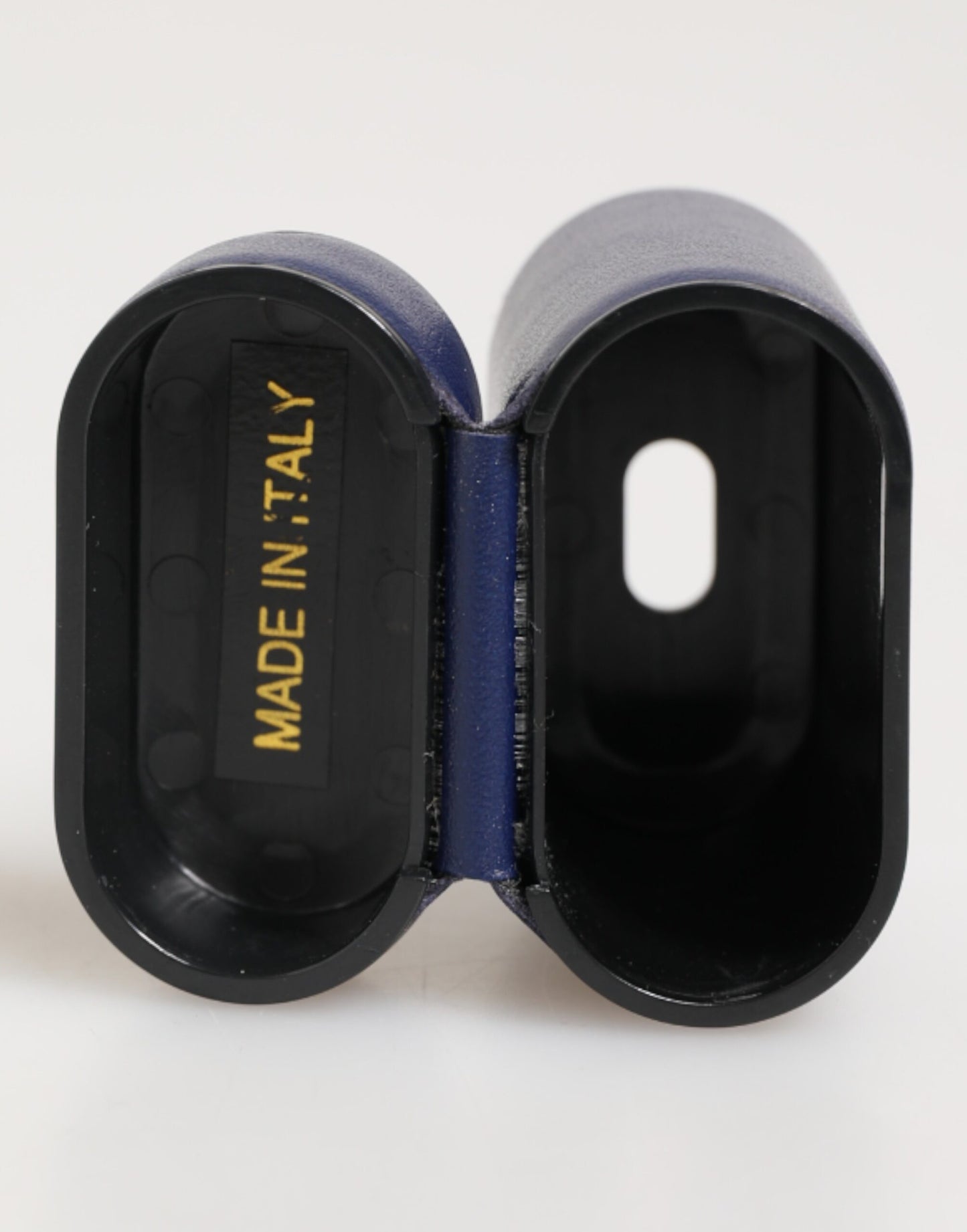 Custodia a libro per Airpods da uomo Dolce &amp; Gabbana in pelle blu con logo stampato