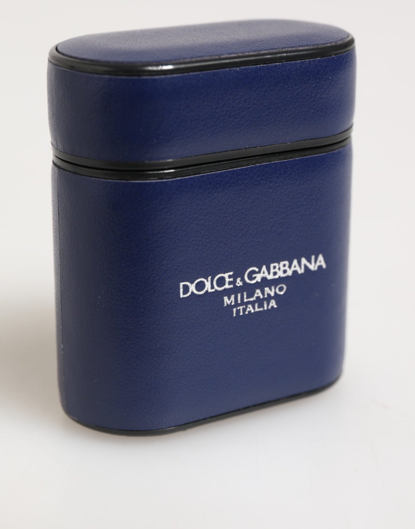 Custodia a libro per Airpods da uomo Dolce &amp; Gabbana in pelle blu con logo stampato
