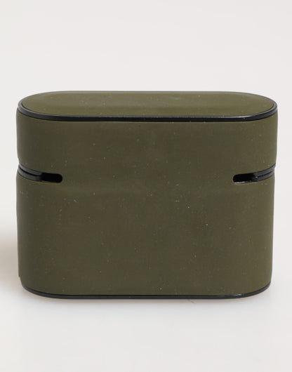 Custodia per Airpods Dolce &amp; Gabbana con logo in gomma verde militare in rilievo
