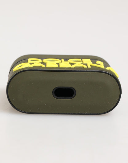 Custodia per Airpods Dolce &amp; Gabbana con logo in gomma verde militare in rilievo