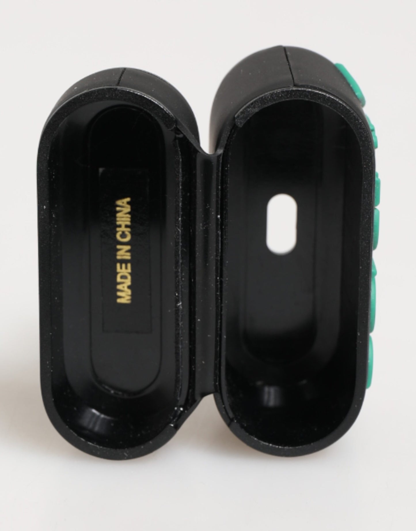 Custodia per Airpods Dolce &amp; Gabbana con logo in gomma goffrata nero menta