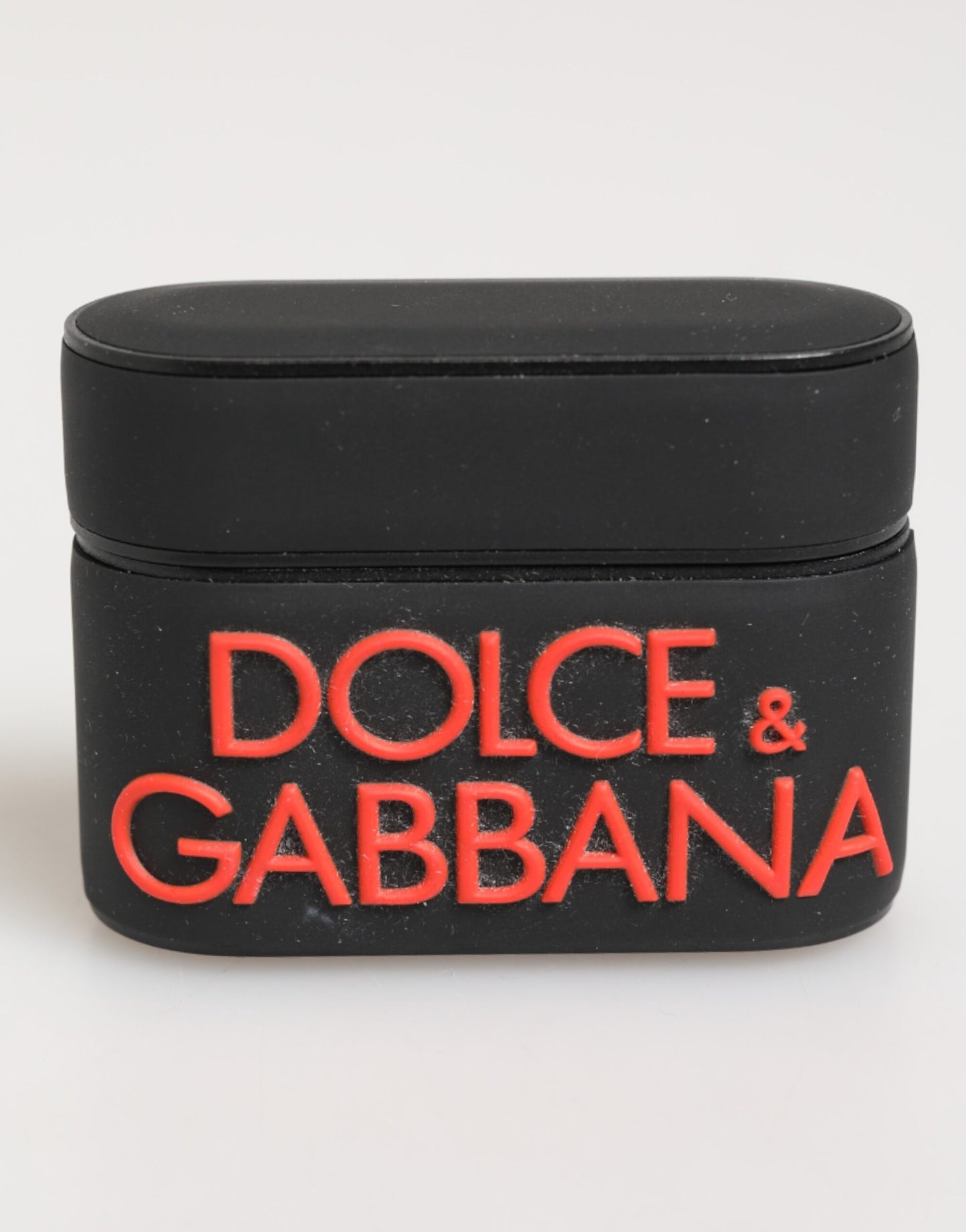 Custodia per Airpods Dolce &amp; Gabbana con logo in gomma nero-arancione in rilievo