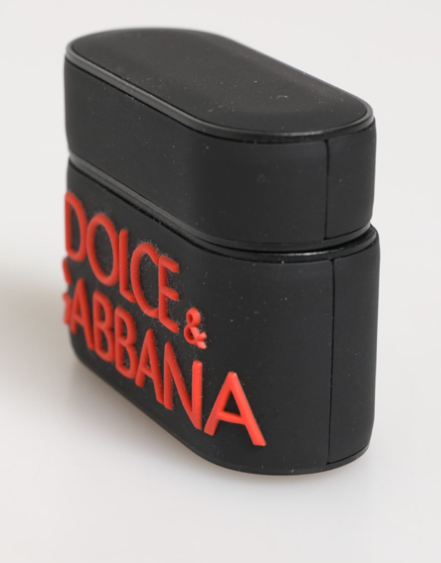 Custodia per Airpods Dolce &amp; Gabbana con logo in gomma nero-arancione in rilievo
