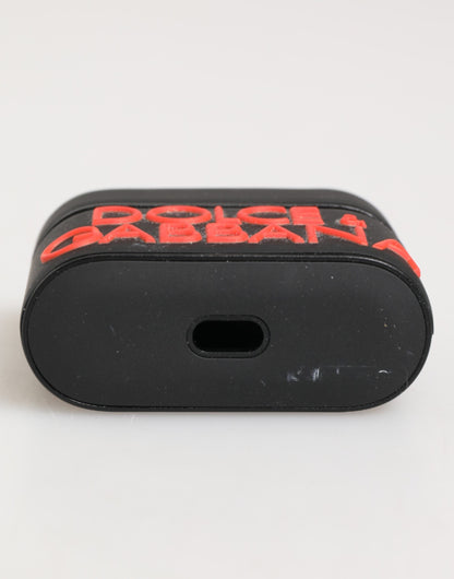 Custodia per Airpods Dolce &amp; Gabbana con logo in gomma nero-arancione in rilievo