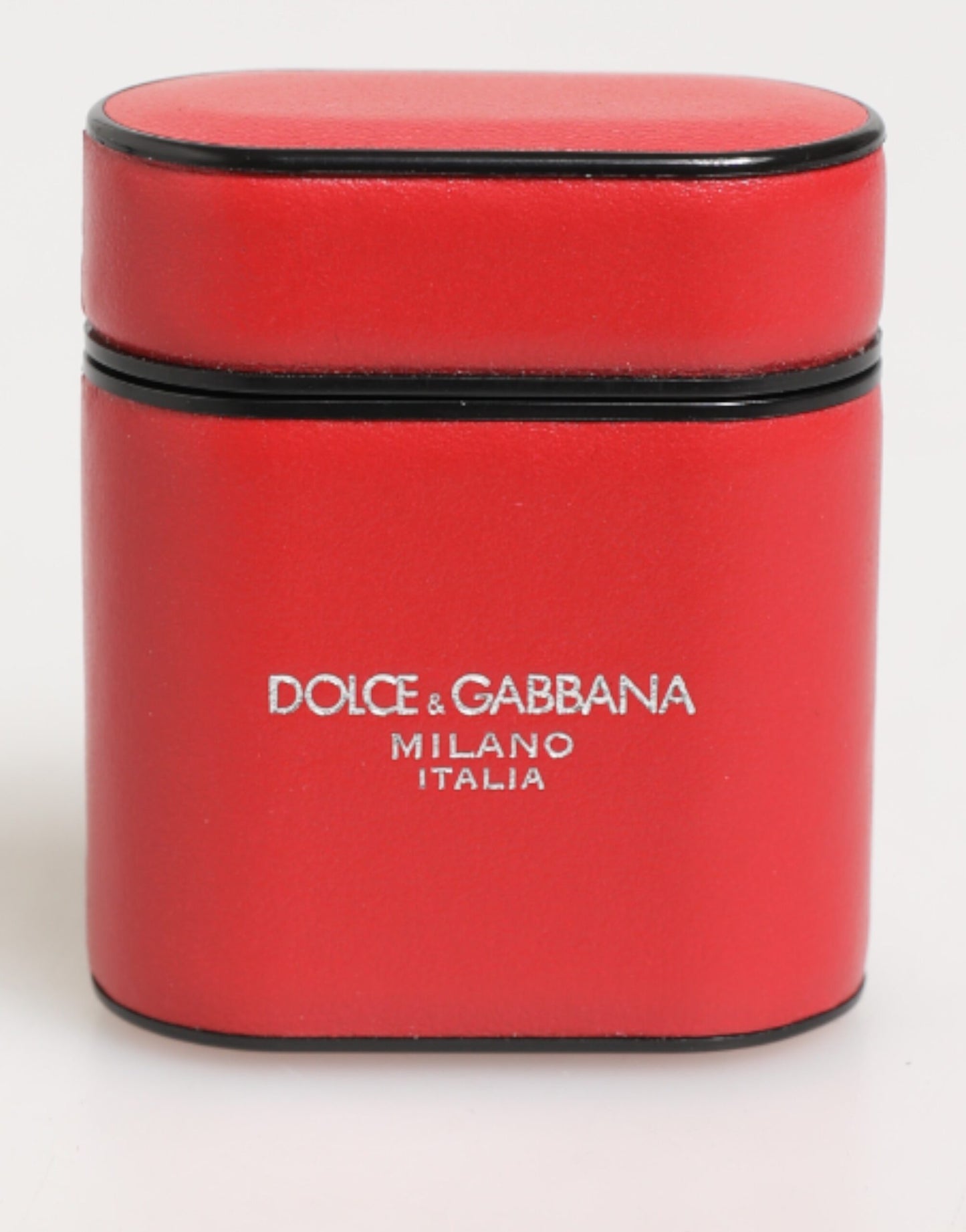 Custodia a libro per Airpods Dolce &amp; Gabbana in pelle di vitello rossa e bianca con logo