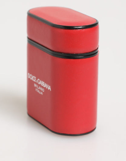 Custodia a libro per Airpods Dolce &amp; Gabbana in pelle di vitello rossa e bianca con logo