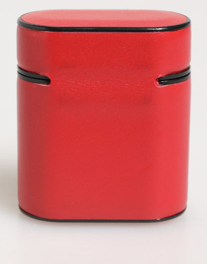 Custodia a libro per Airpods Dolce &amp; Gabbana in pelle di vitello rossa e bianca con logo