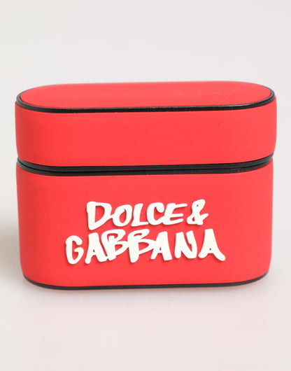 Custodia a libro per Airpods Dolce &amp; Gabbana in PVC rosso con logo DG in rilievo da uomo