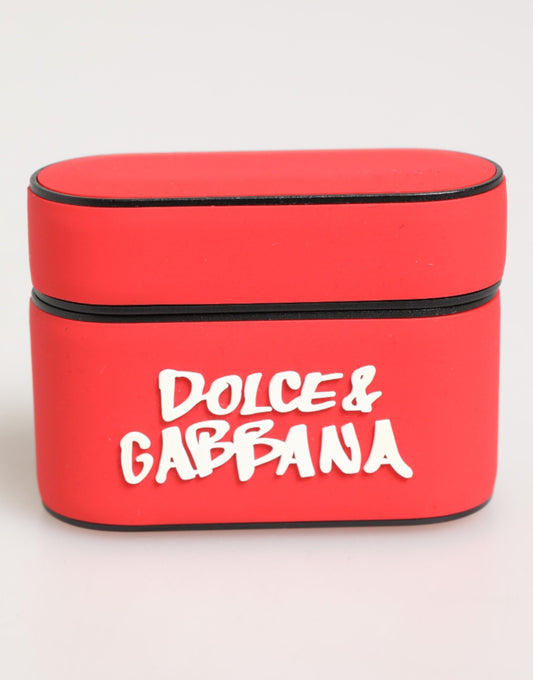 Custodia a libro per Airpods Dolce &amp; Gabbana in PVC rosso con logo DG in rilievo da uomo