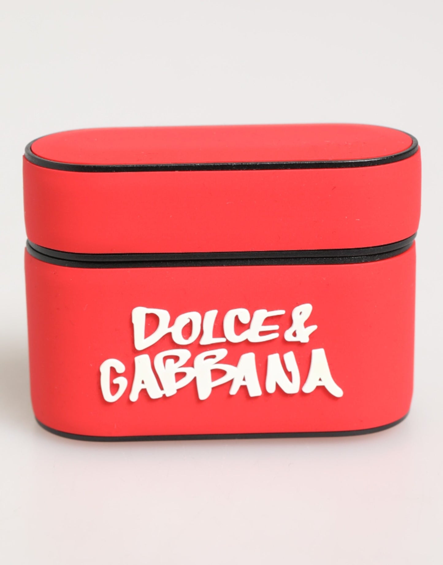 Custodia a libro per Airpods Dolce &amp; Gabbana in PVC rosso con logo DG in rilievo da uomo