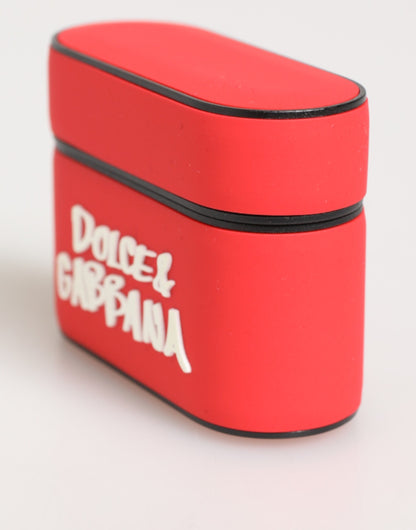Custodia a libro per Airpods Dolce &amp; Gabbana in PVC rosso con logo DG in rilievo da uomo