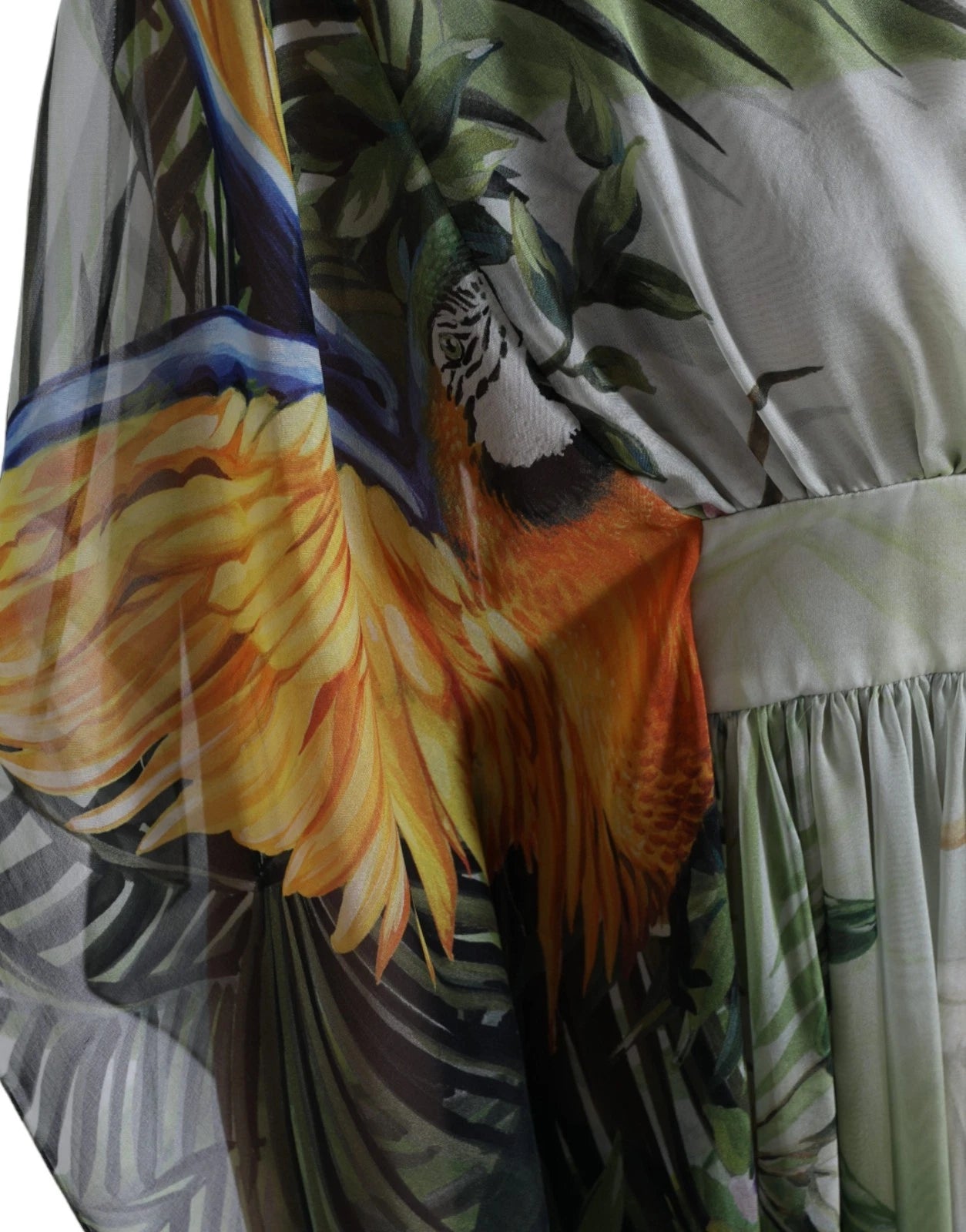 Abito lungo da donna Dolce &amp; Gabbana in seta multicolore con stampa giungla