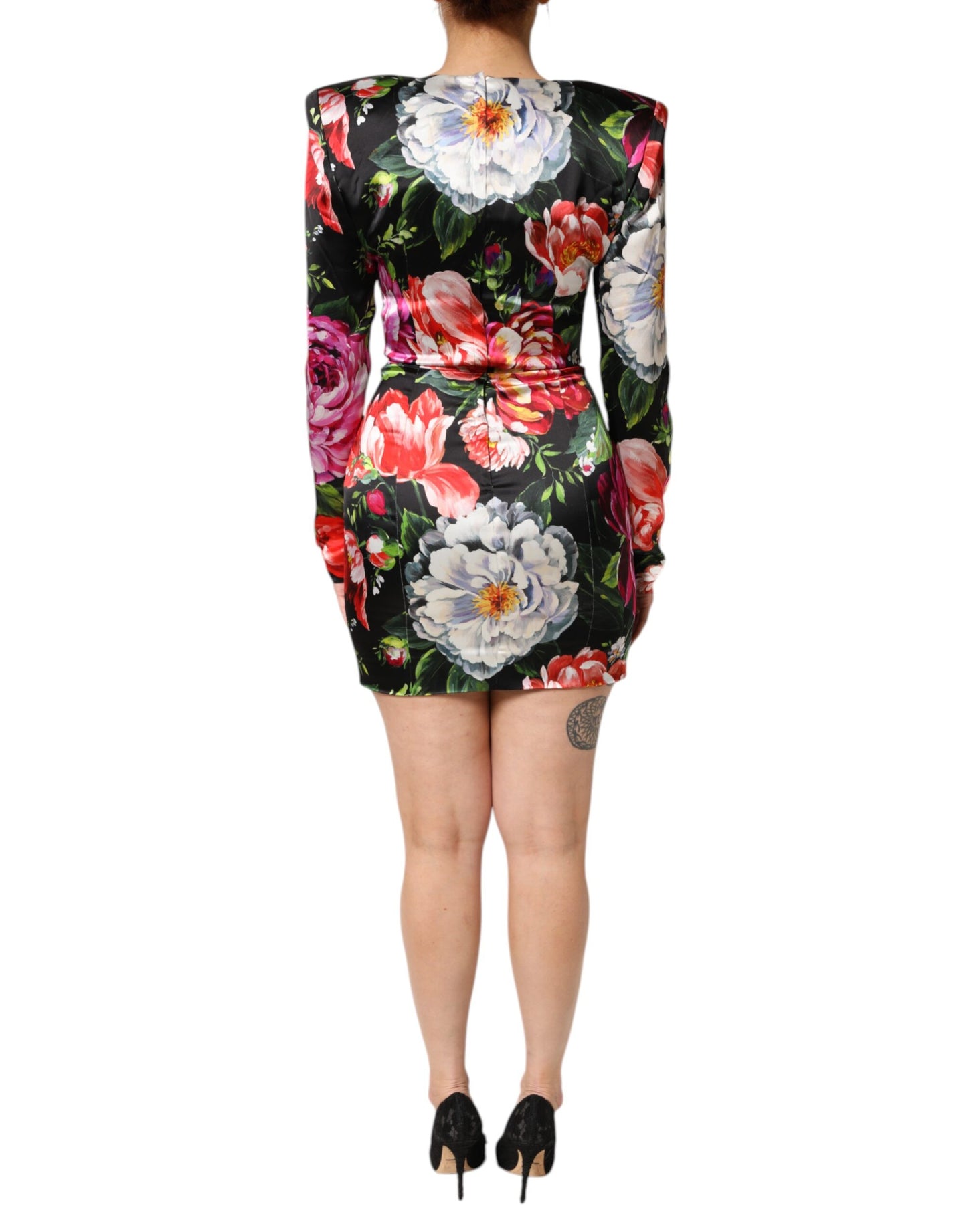 Dolce &amp; Gabbana Mini abito aderente floreale nero Fiori Pittorici