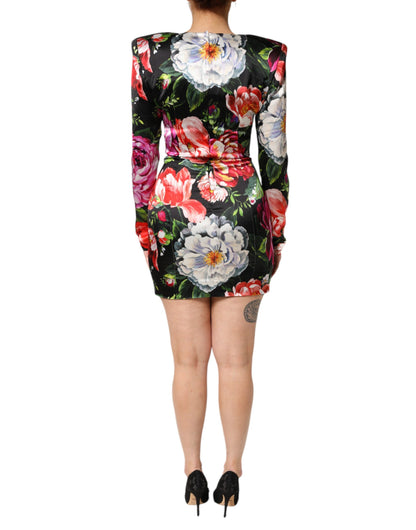 Dolce &amp; Gabbana Mini abito aderente floreale nero Fiori Pittorici