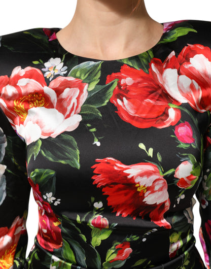 Dolce &amp; Gabbana Mini abito aderente floreale nero Fiori Pittorici
