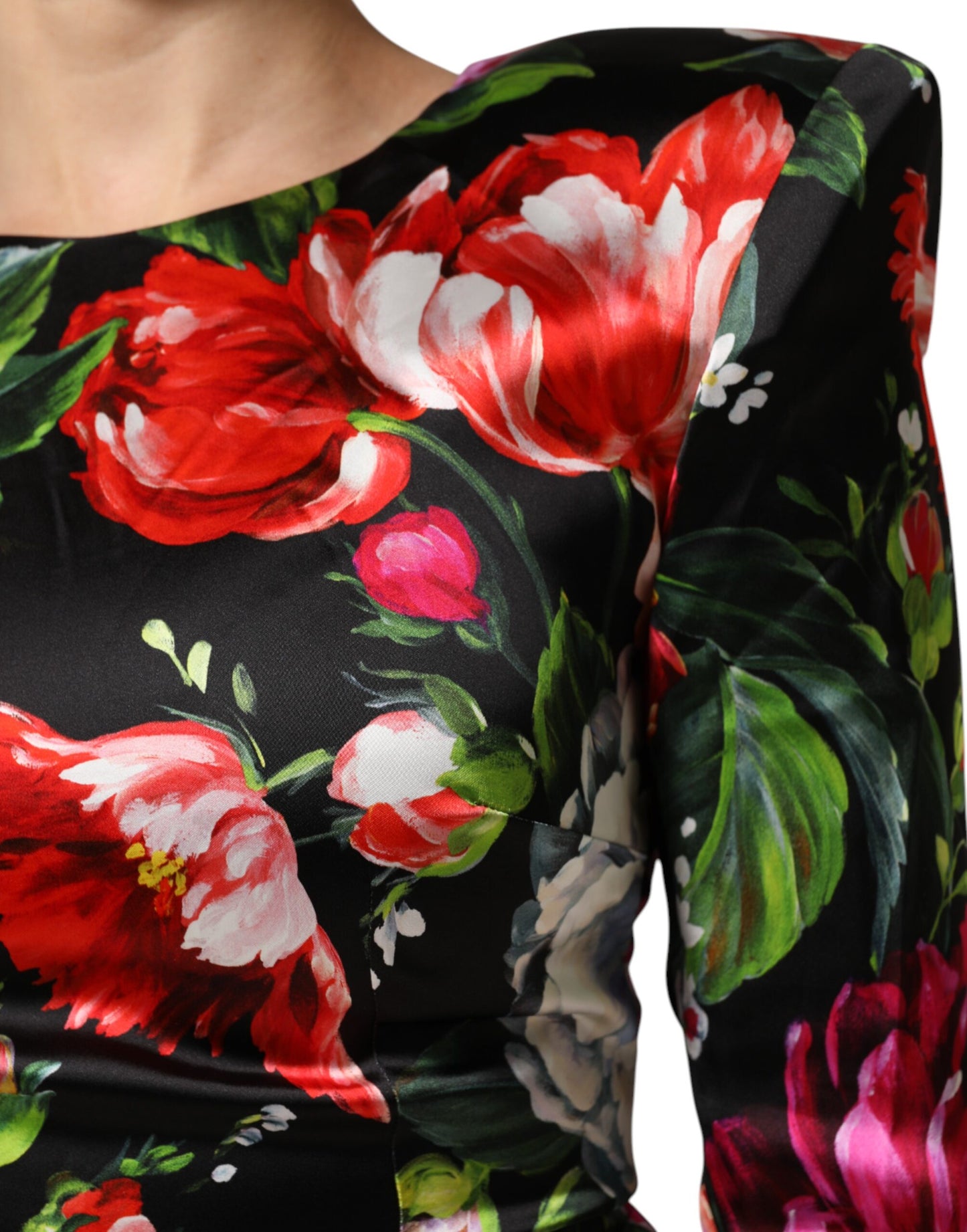 Dolce &amp; Gabbana Mini abito aderente floreale nero Fiori Pittorici