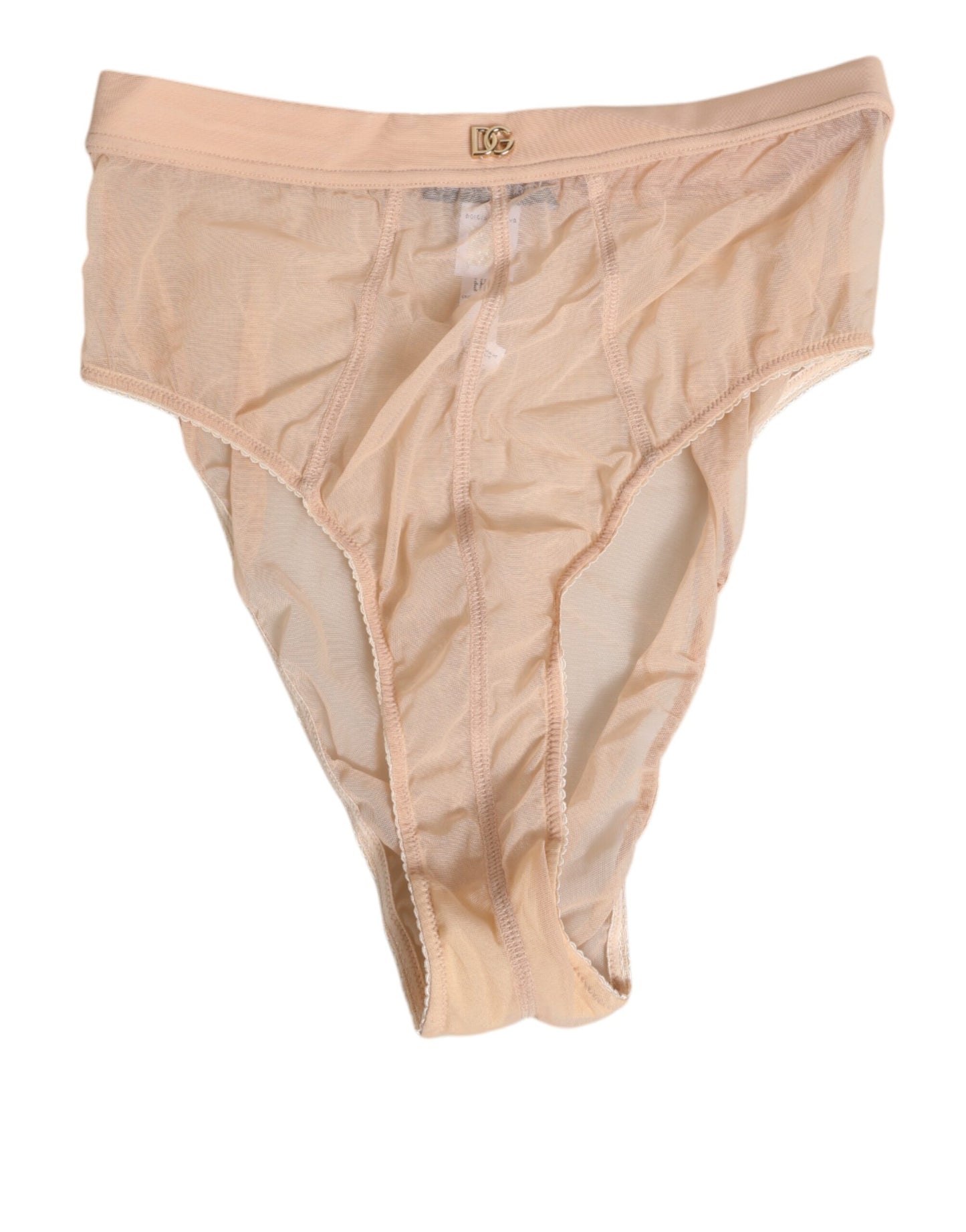 Dolce &amp; Gabbana Beige Sheer Mesh High Waist Slip Underwear