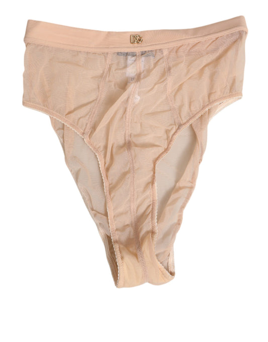 Dolce &amp; Gabbana Beige Sheer Mesh High Waist Slip Underwear
