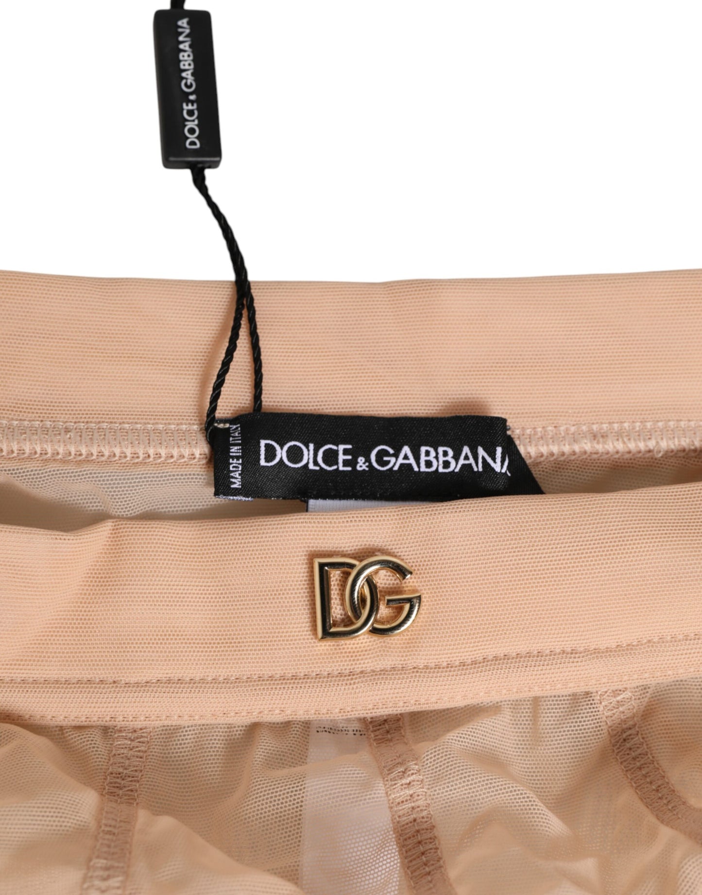 Dolce &amp; Gabbana Beige Sheer Mesh High Waist Slip Underwear