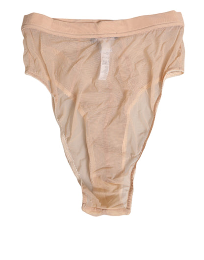 Dolce &amp; Gabbana Beige Sheer Mesh High Waist Slip Underwear
