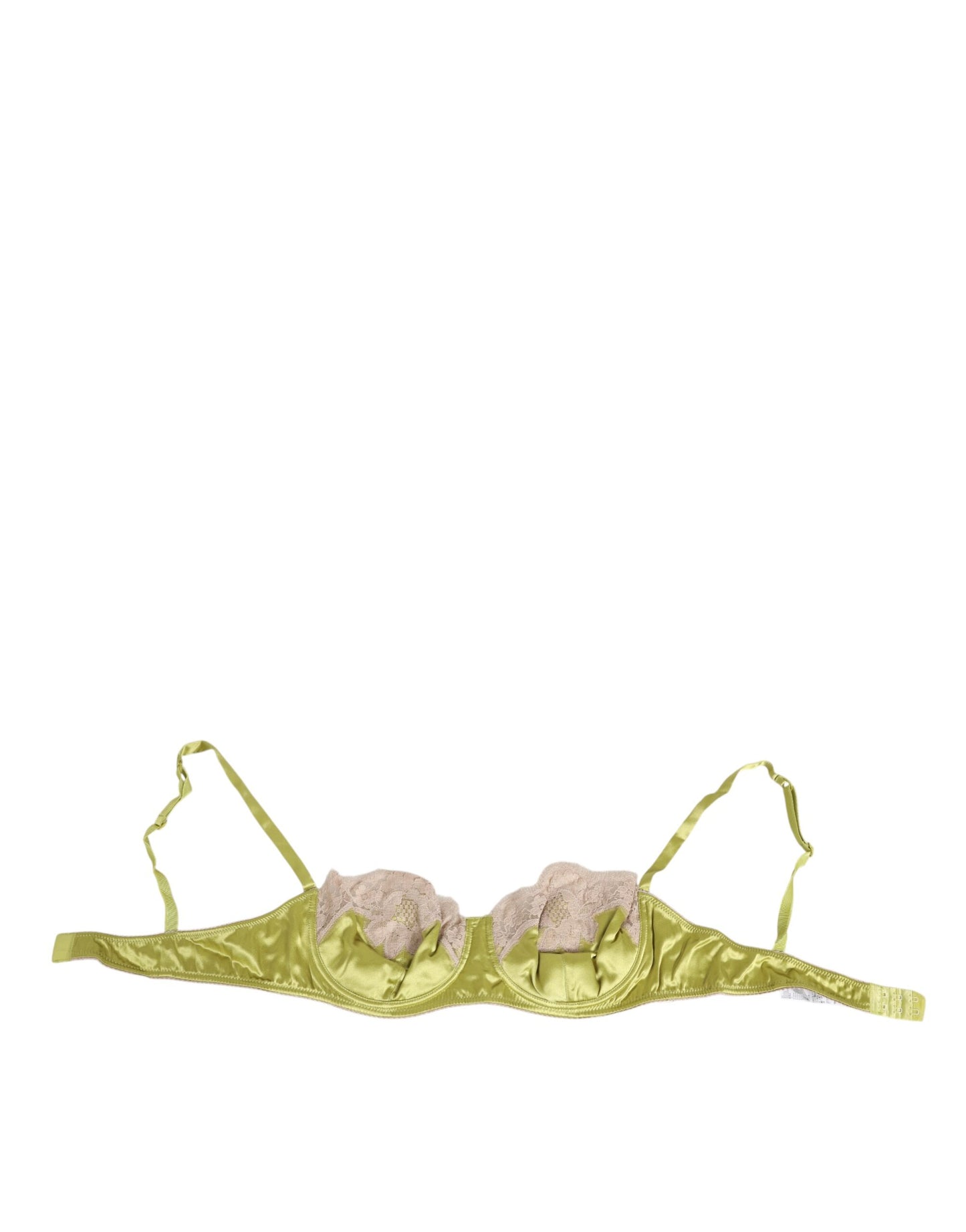 Dolce &amp; Gabbana Lime Green Silk Satin Lace Padded Balconcino Underwear