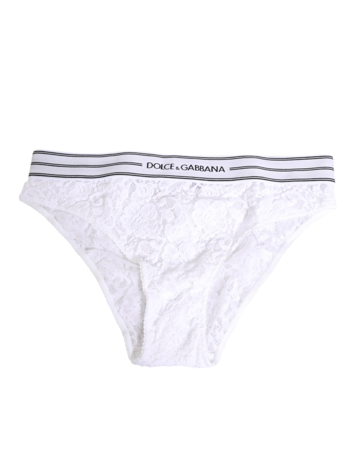 Slip in pizzo bianco Dolce &amp; Gabbana con logo e cintura in vita