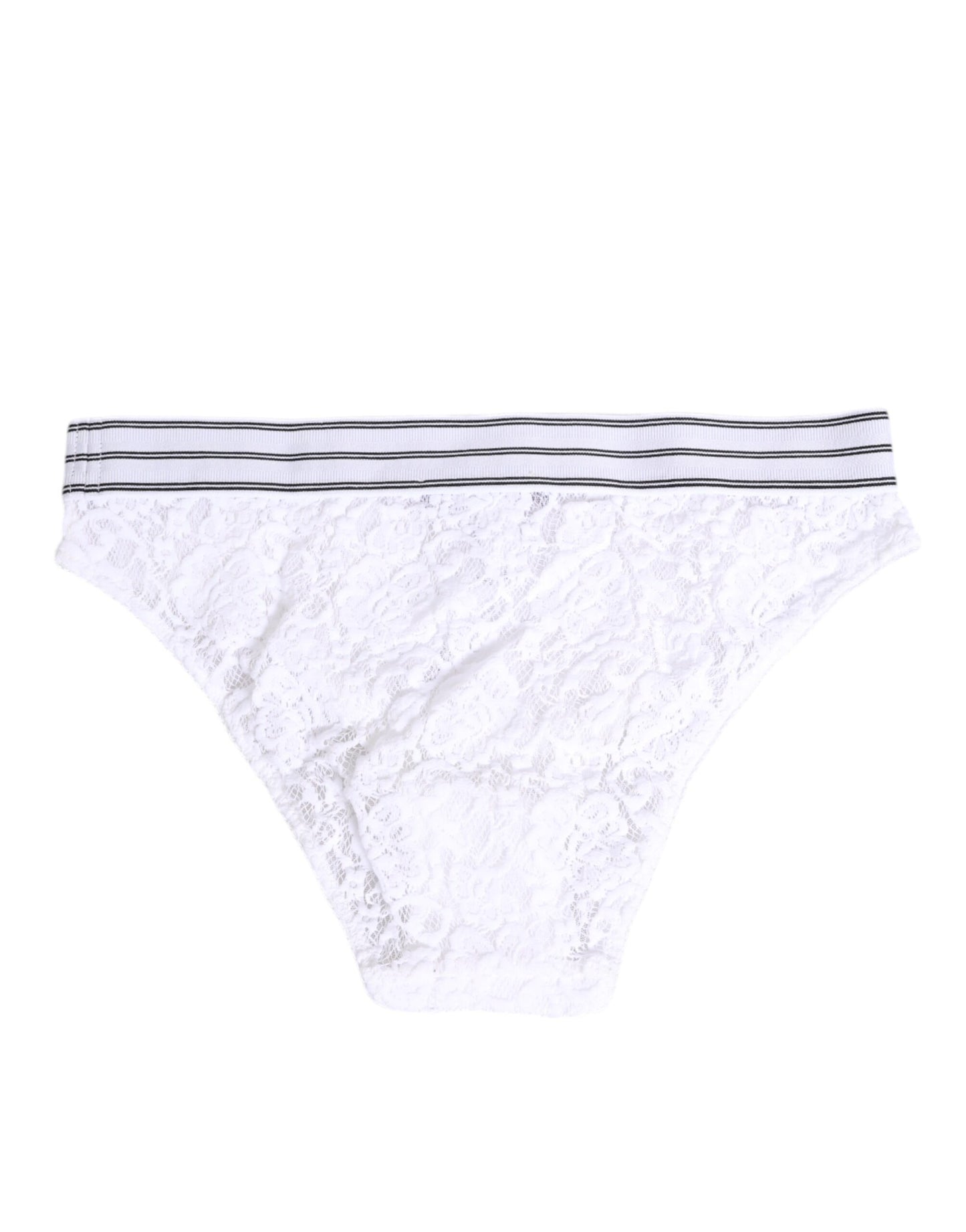 Slip in pizzo bianco Dolce &amp; Gabbana con logo e cintura in vita