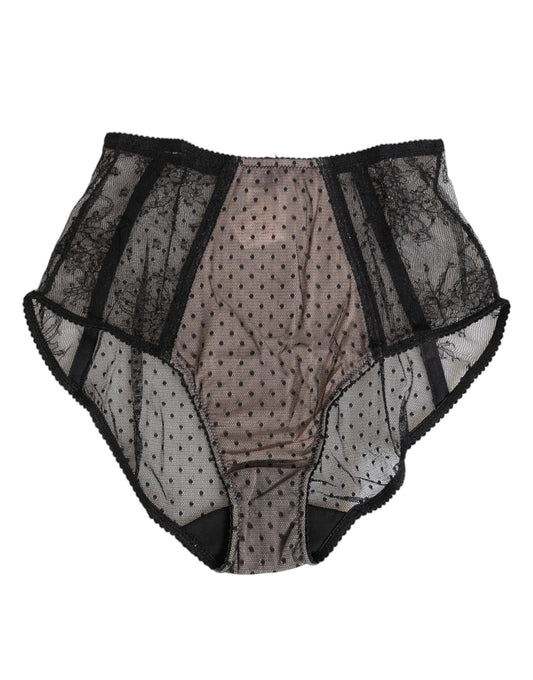 Dolce &amp; Gabbana Intimo a vita alta in pizzo a pois nero trasparente